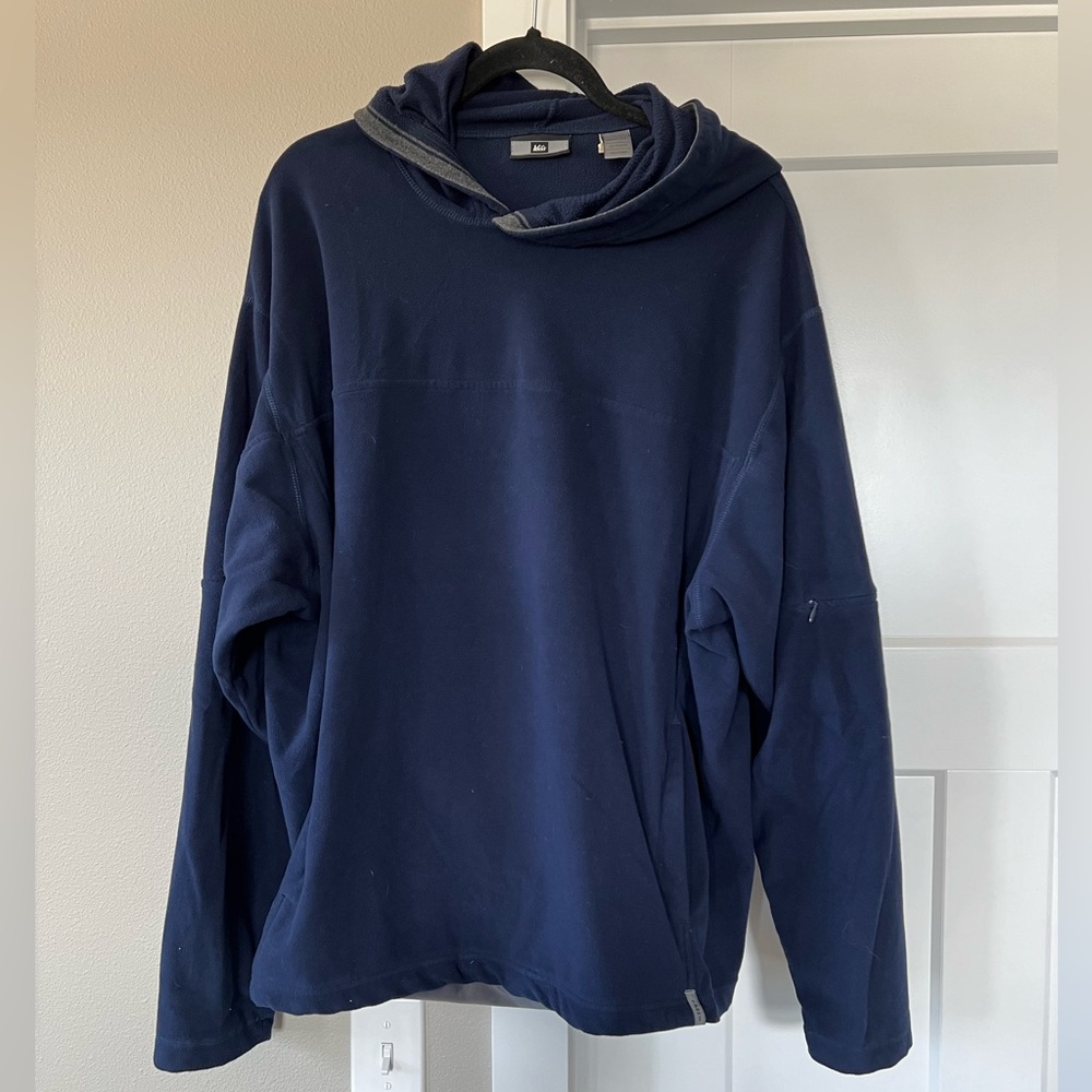 REI Blue Classic Fleece Hoodie Sweatshirt